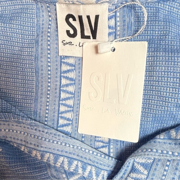 SLV Sur La Vague Blue Embroidered Boho Dress Tassel Detail | Size Medium - Picture 5 of 6